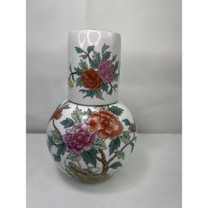 Tumble Up Set Ceramic Night Carafe and Cup Bedside Flora Pattern Asian Style